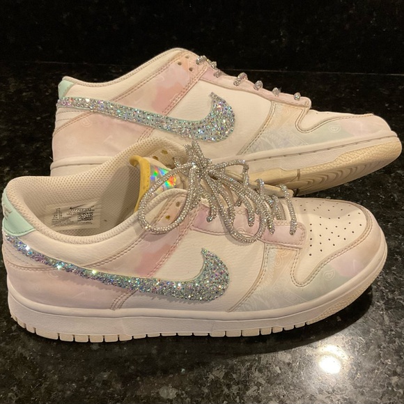 Nike Shoes - CUSTOM NIKE Low Dun Pastel Paisley Sneakers, Rhinestones size Y7 woman’s 8 8.5